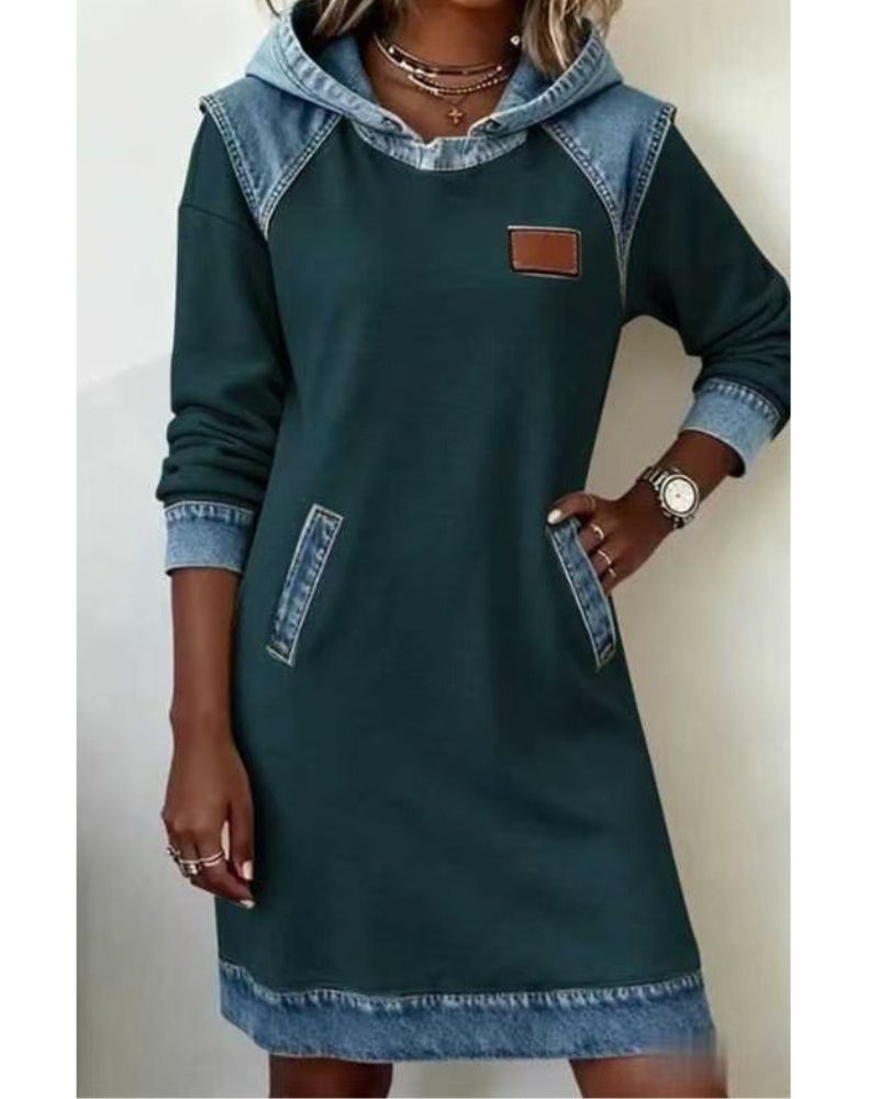 Anna | Džínová šaty s kapucí